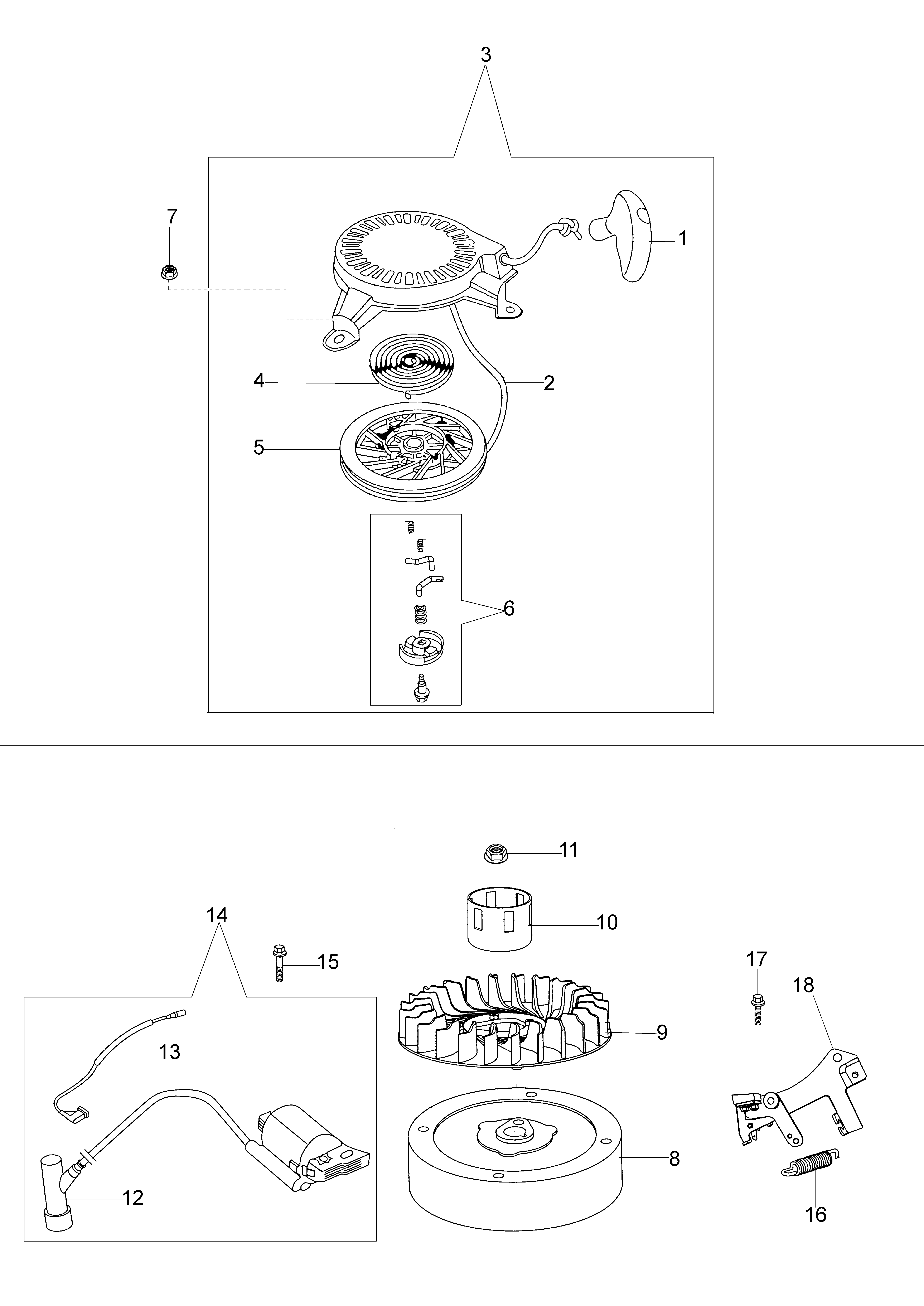 Starter assy and flywheel