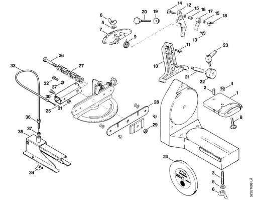 F-Swivelling support for circular saw blades