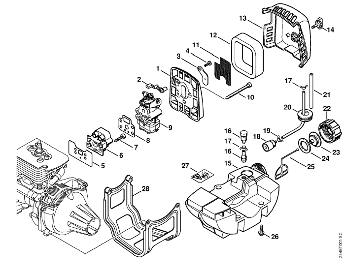 Air filter, Fuel tank