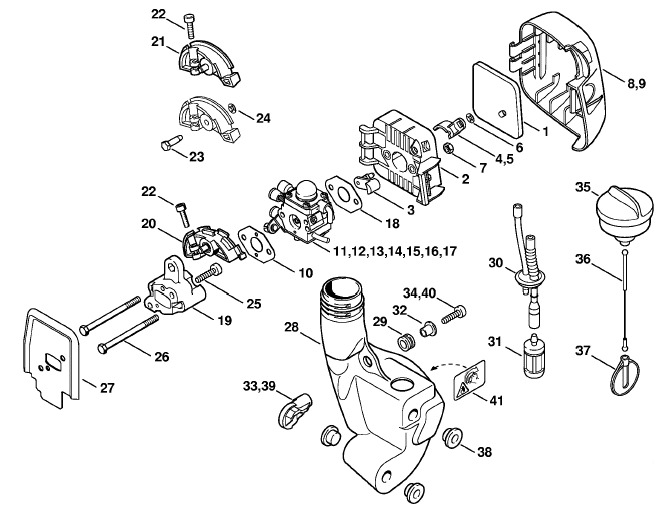 Air filter, Fuel tank