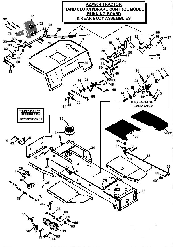 Hand Clutch-Brake Control Model Running Board & Rear Body Assemblies
