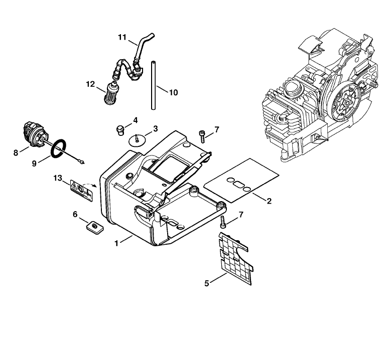 Tank housing MS 200 (32.2005)