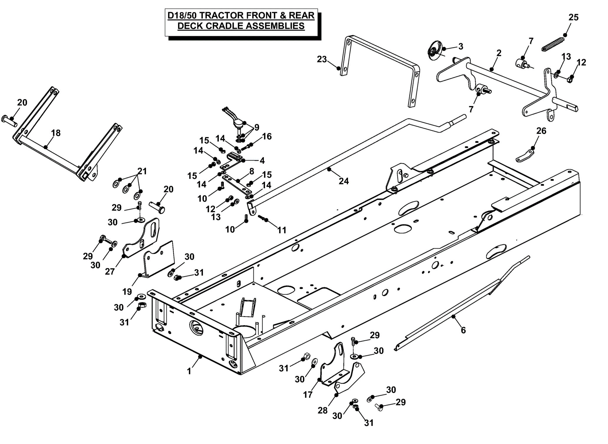 FRONT & REAR DECK CRADLE ASSEMBLIES