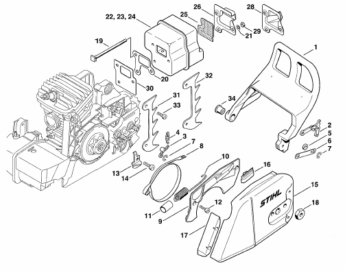 Chain brake - Muffler