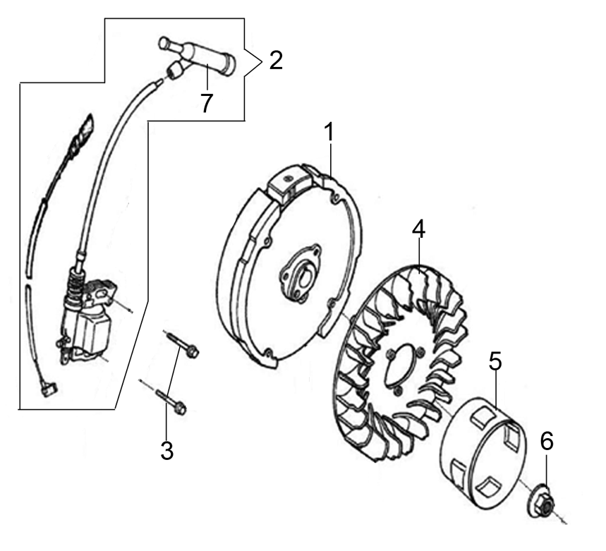 Flywheel and coil