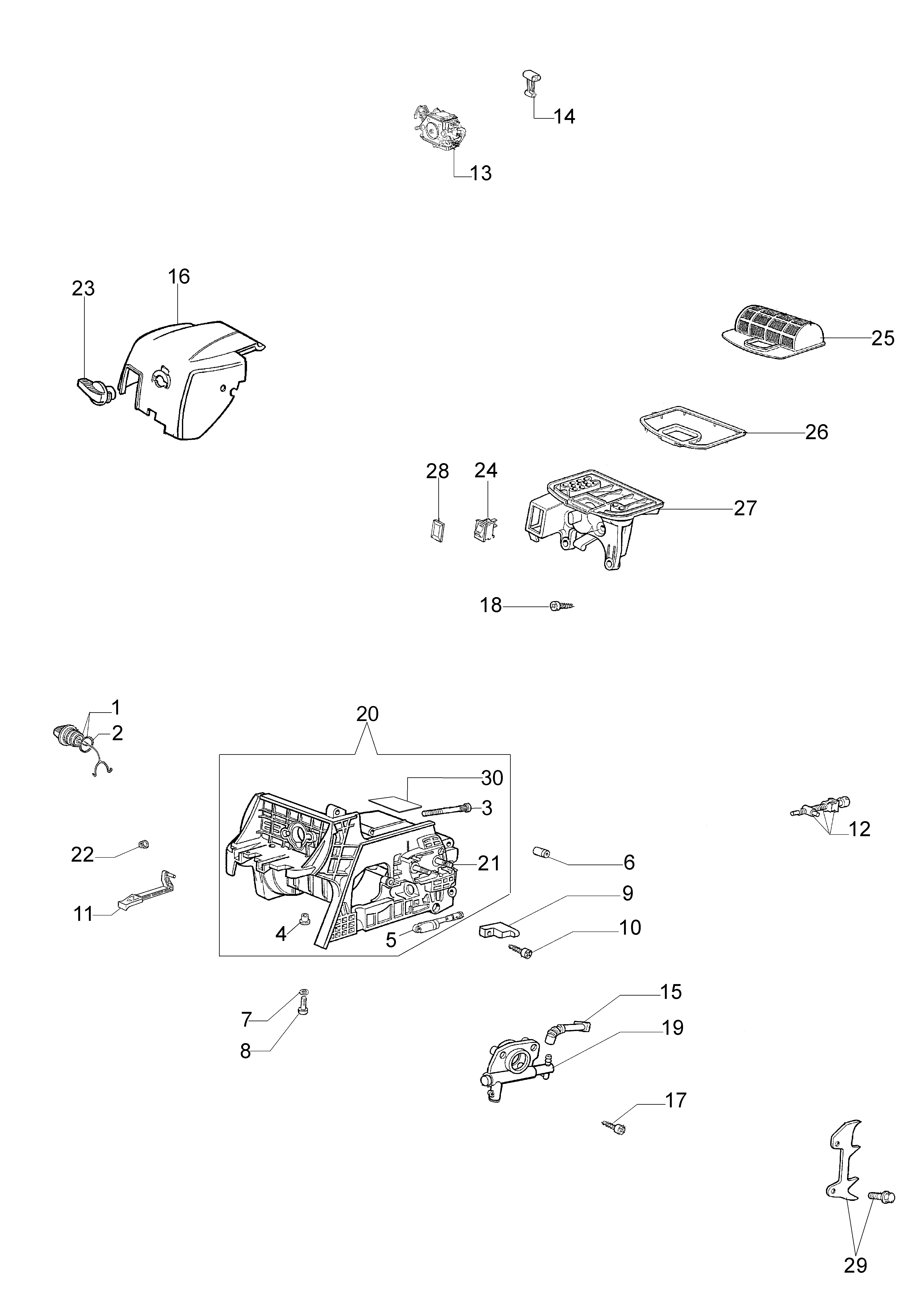 Crankcase and air filter