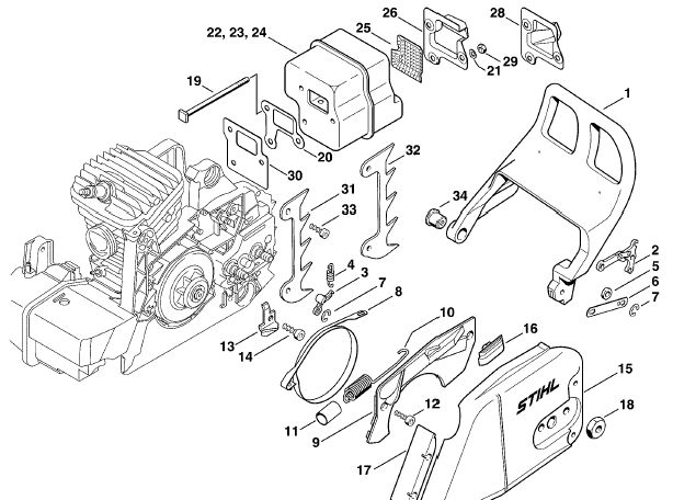 Chain brake - Muffler