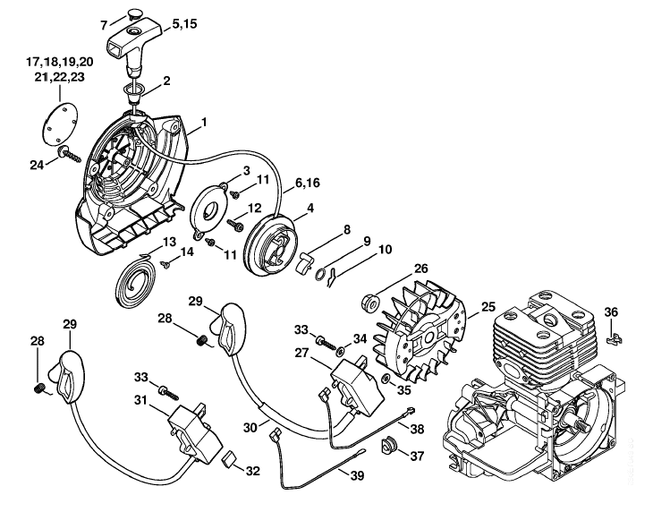 Rewind starter, Ignition system 