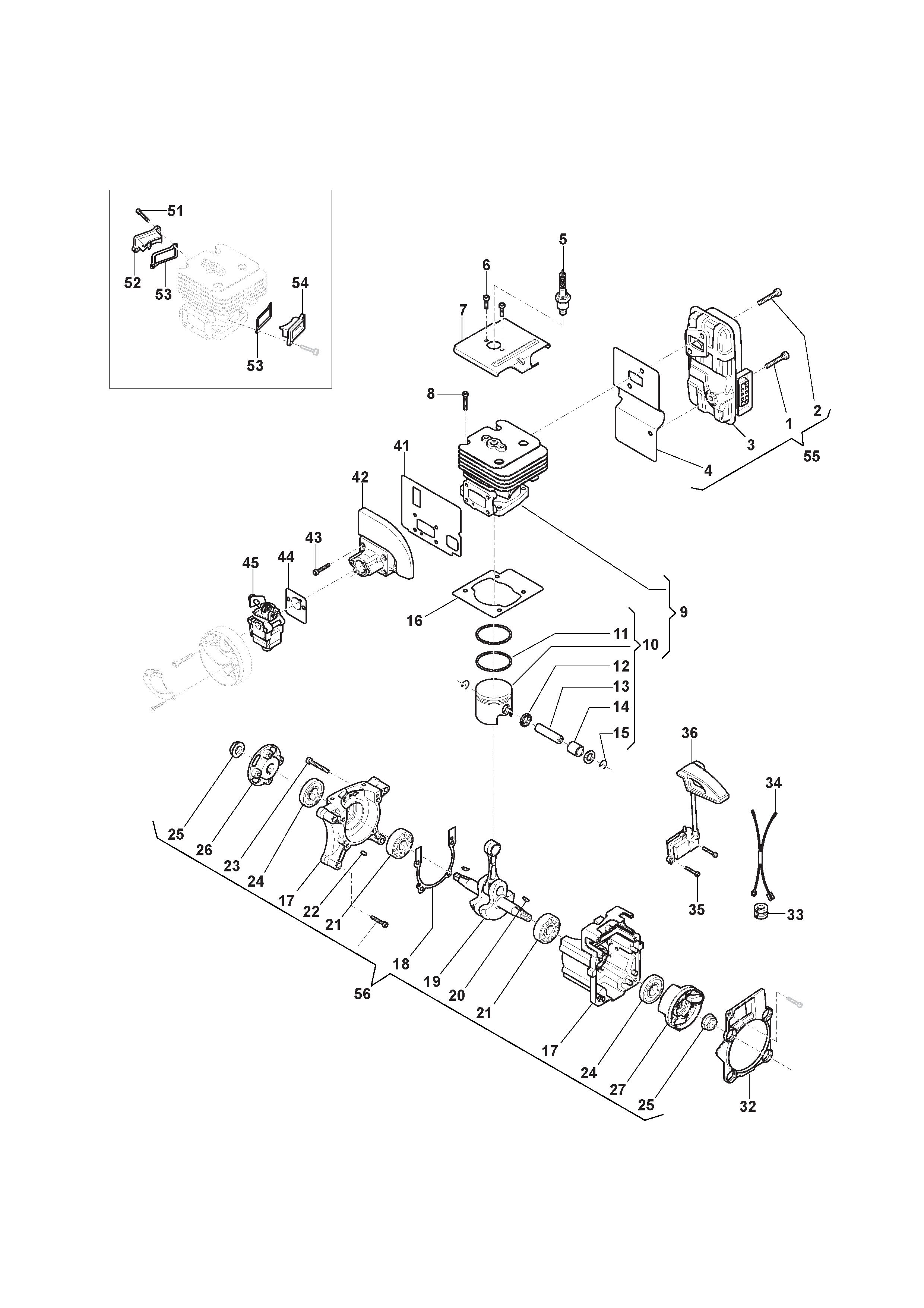 Volute Case, Air Filter, Starter Assy