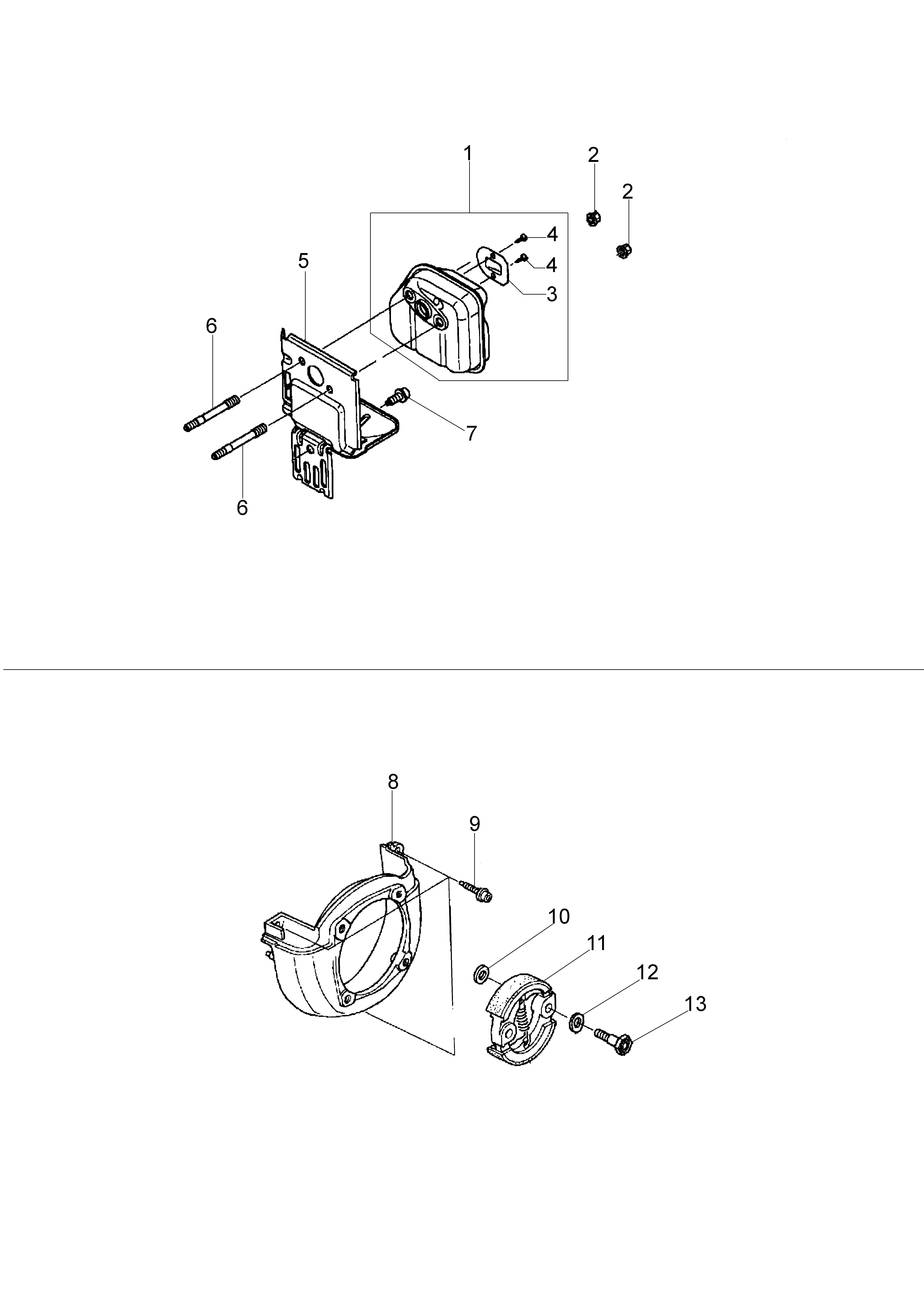 Muffler and clutch