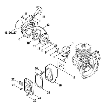 B-Rewind starter, Muffler