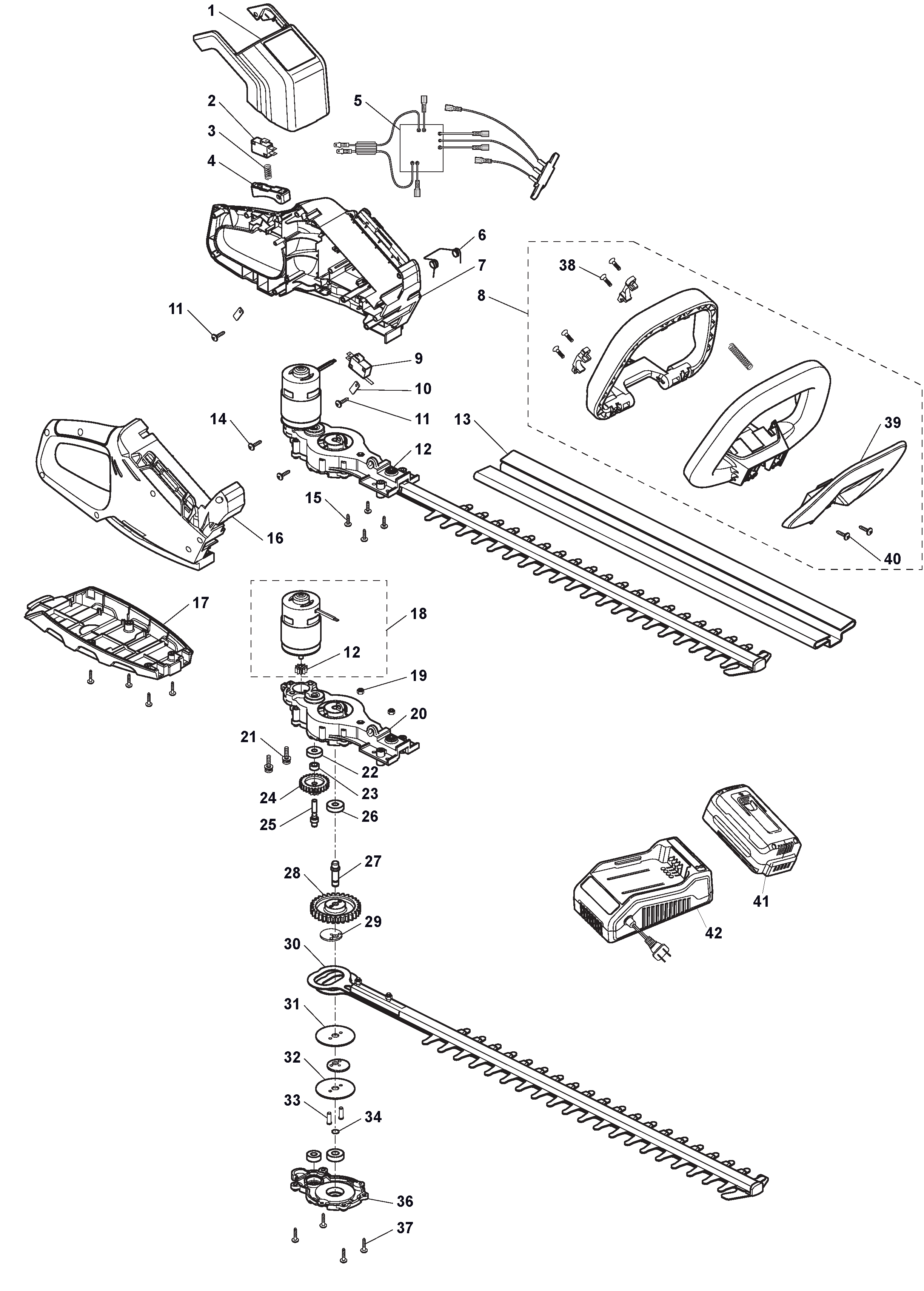 Battery hedge trimmer