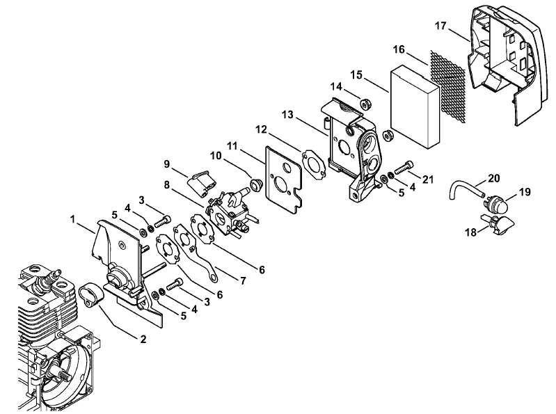 Carburetor housing, Air filter