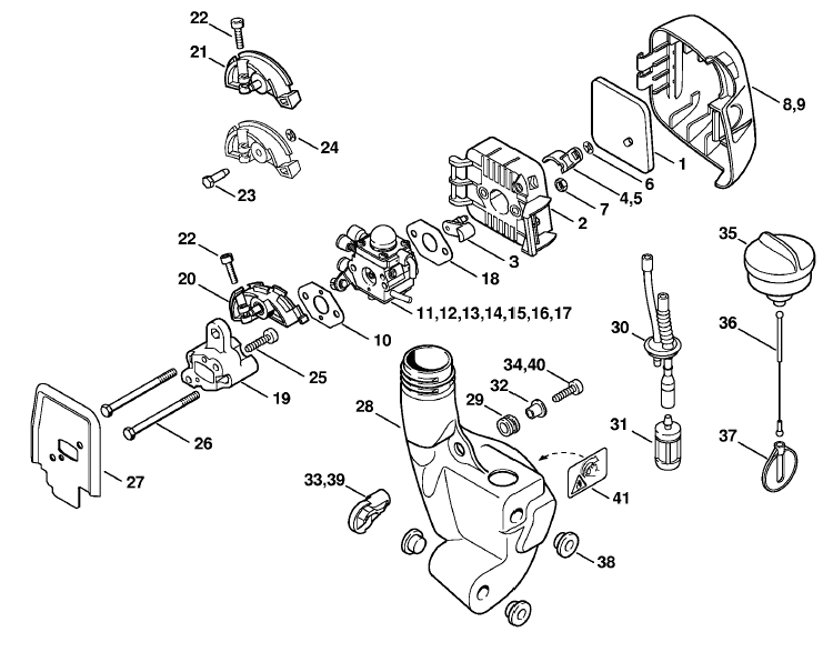 Air filter, Fuel tank