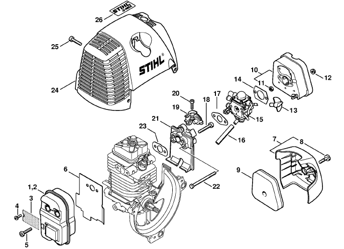 Muffler. Air filter