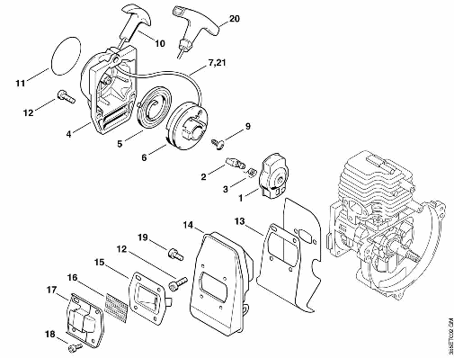 B-Rewind starter, Muffler