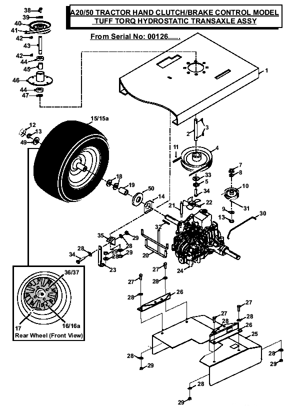 Hand Clutch	 Brake Control Model	 tuff torq Hydrostatic Transaxle assembly