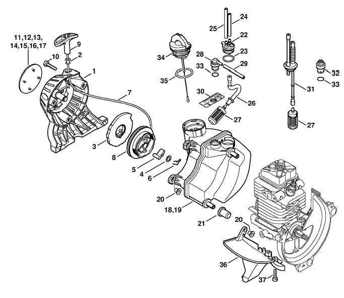 Rewind starter, Fuel tanks