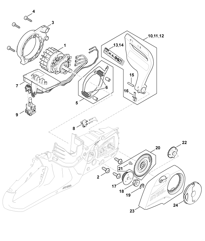 Electric Motor, Electronic Module, Chain Sprocket Cover