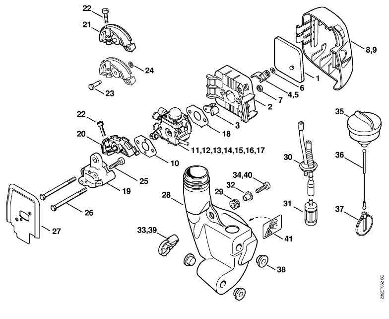 Air filter, Fuel tank