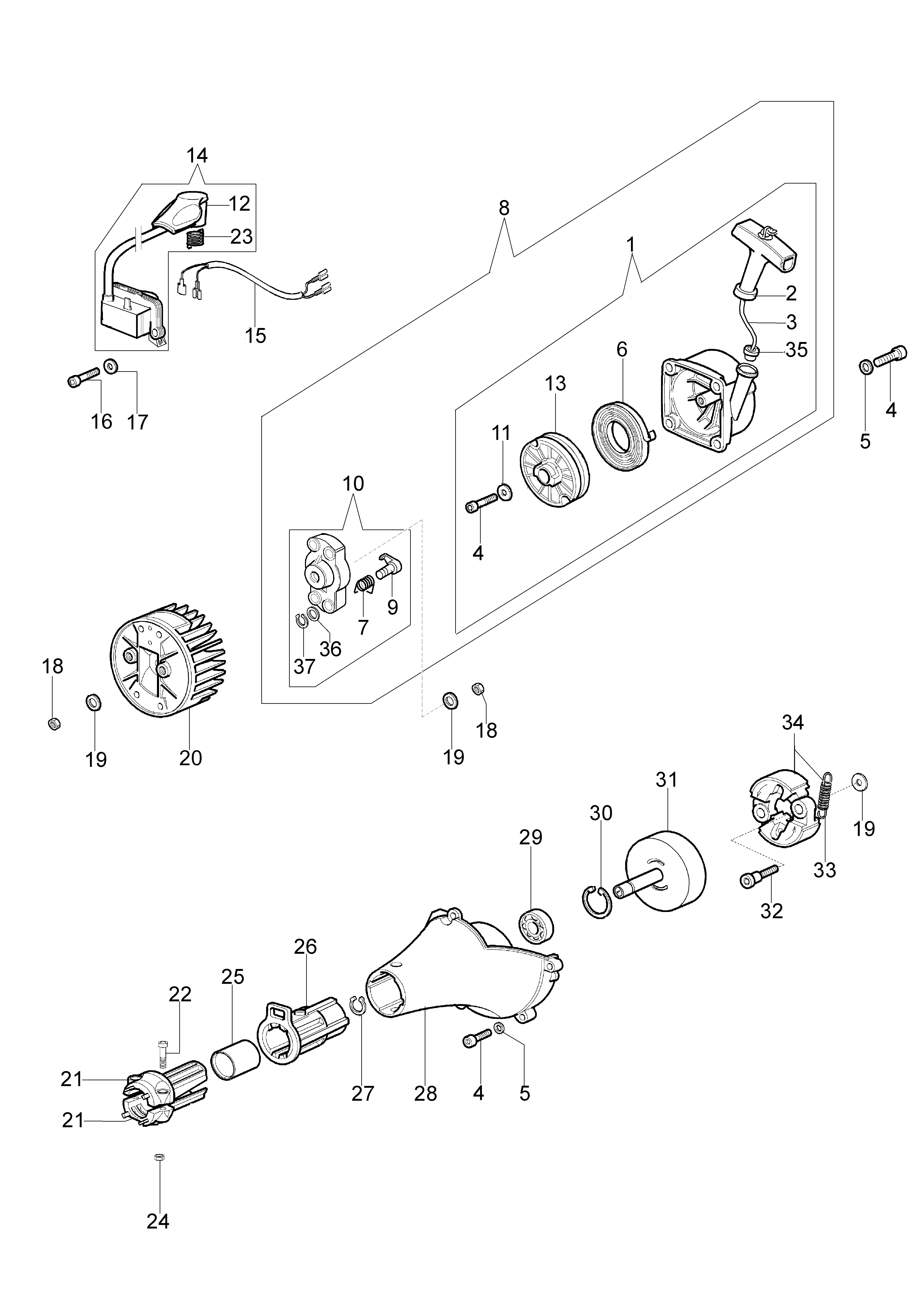 Starter assy and clutch