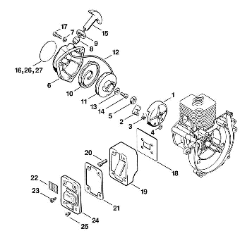 B-Rewind starter, Muffler
