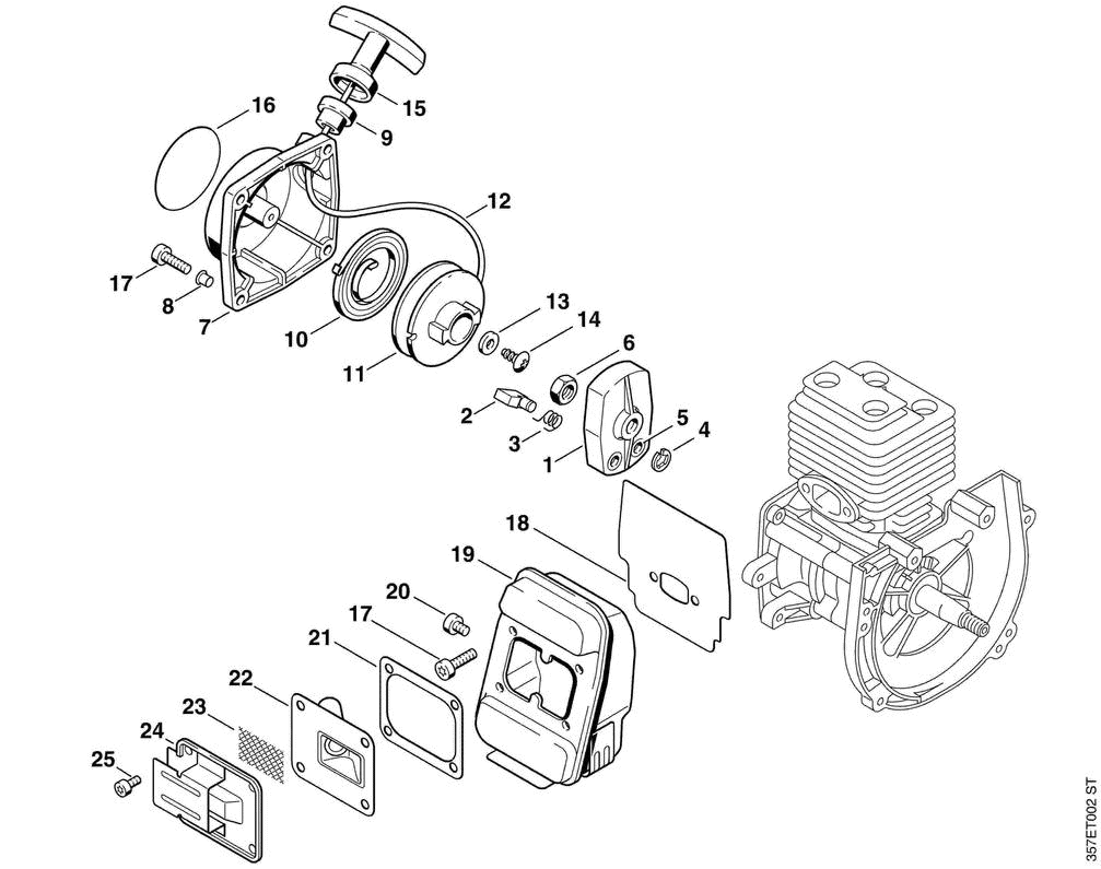 B-Rewind starter, Muffler