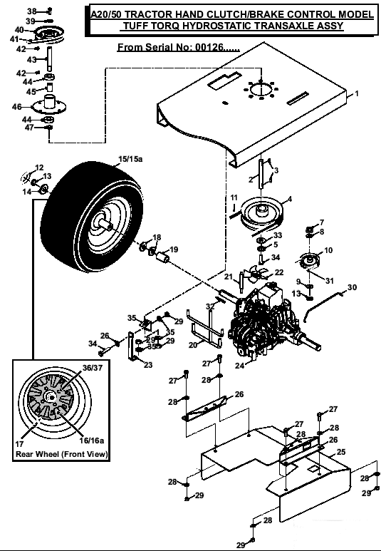 Hand Clutch-Brake Control Model Tuff Torq Hydrostatic Transaxle Assembly from Serial no 00126...