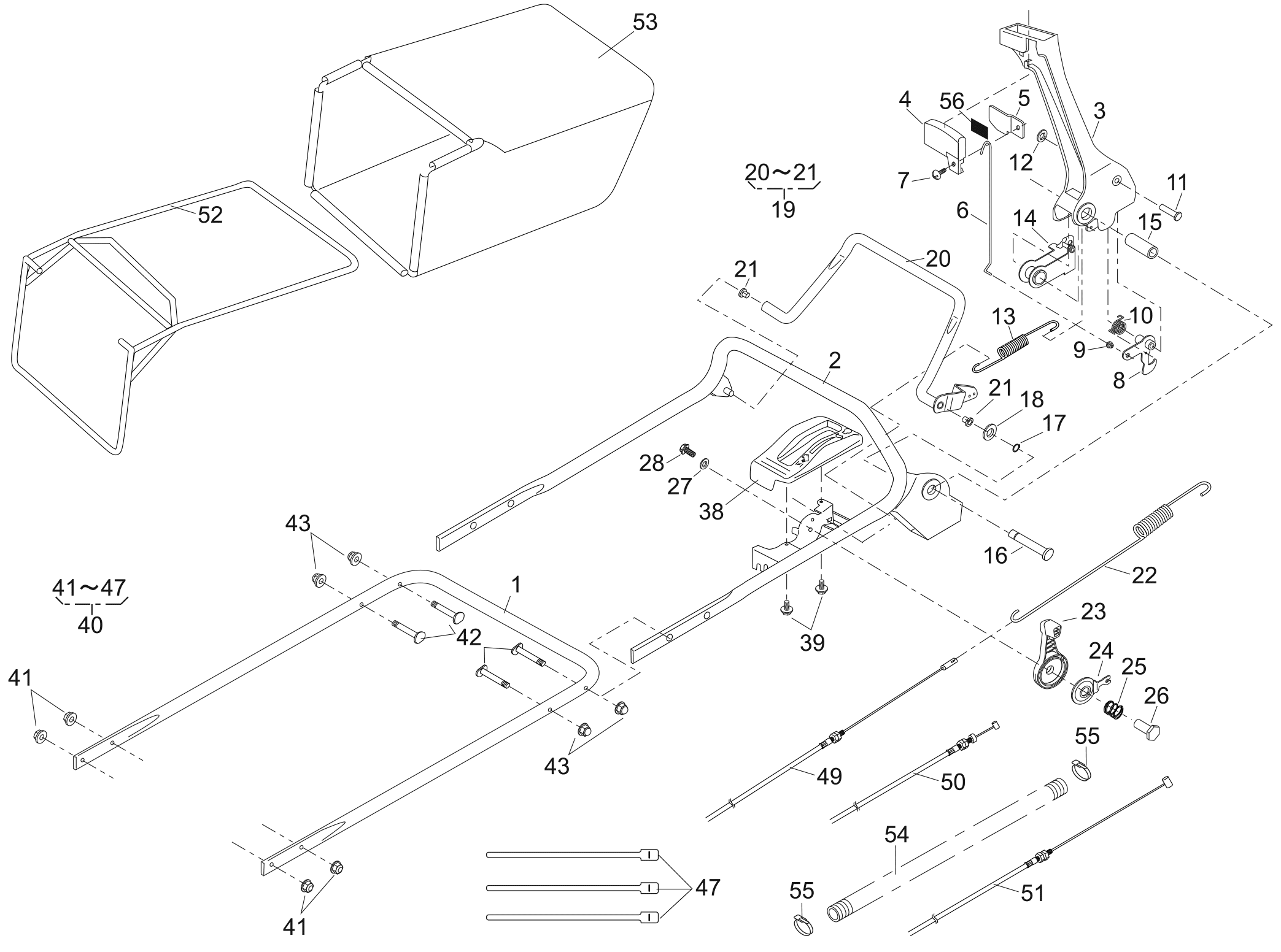 Handles, Controls & Grass Bag
