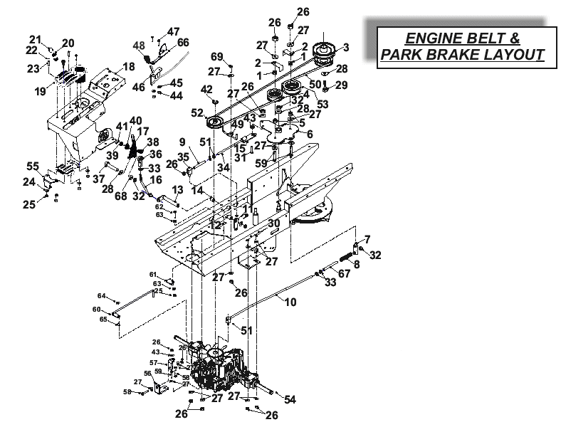 Engine Belt & Park Brake Layout