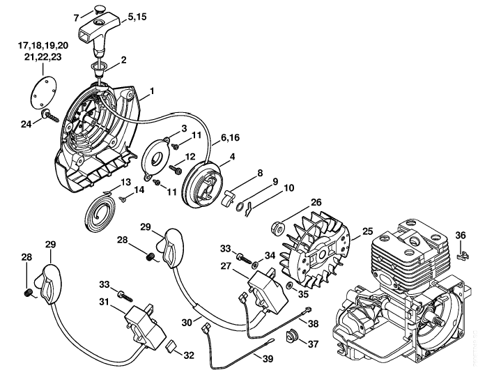 Rewind starter, Ignition system