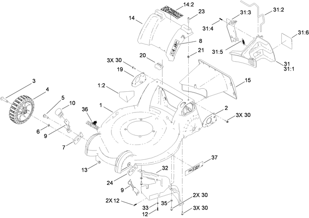 Housing Rear Cover and Front Wheel Assembly