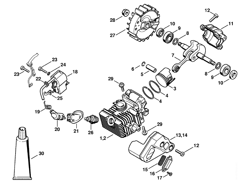 Cylinder with piston