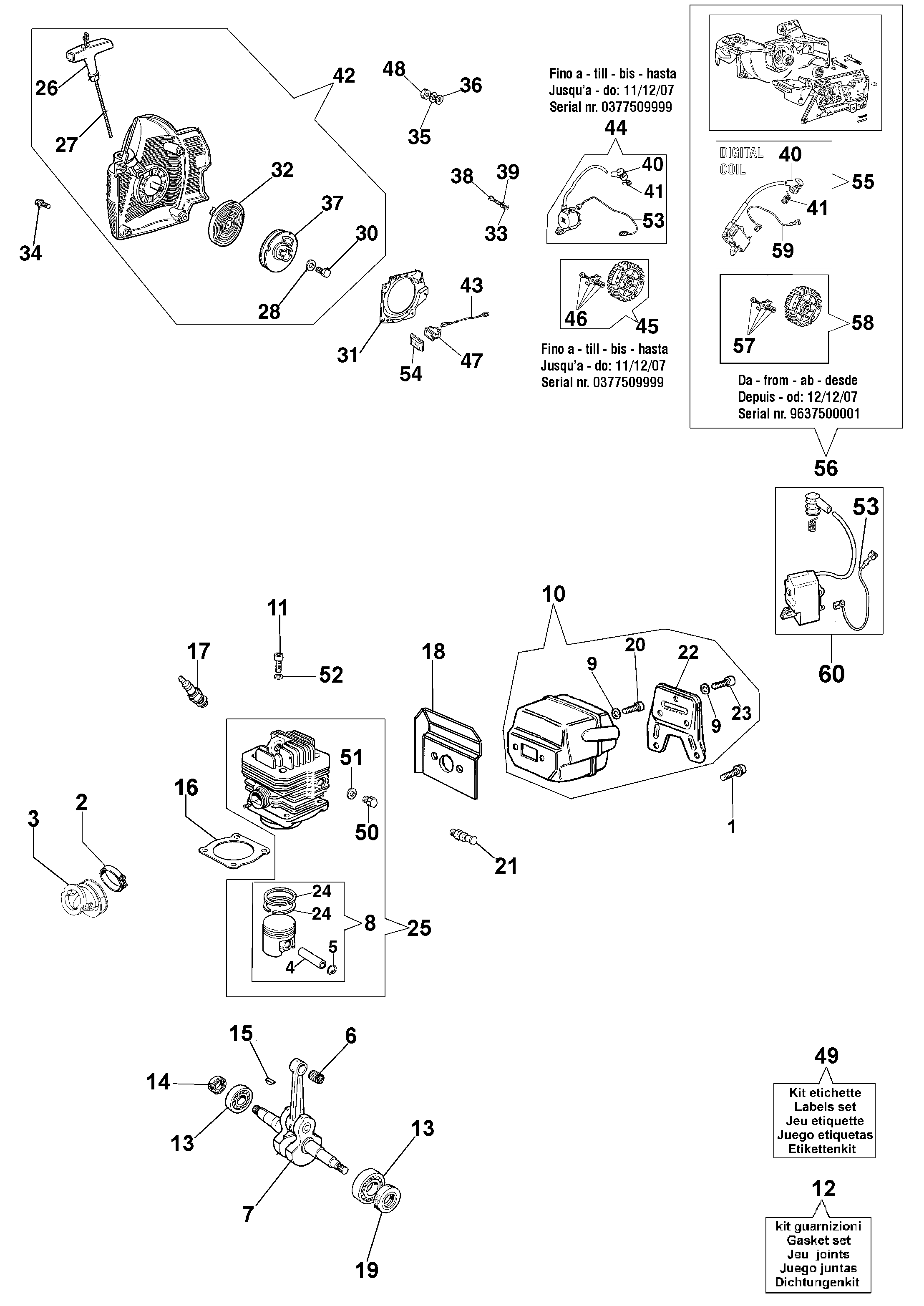 Starter assy and engine