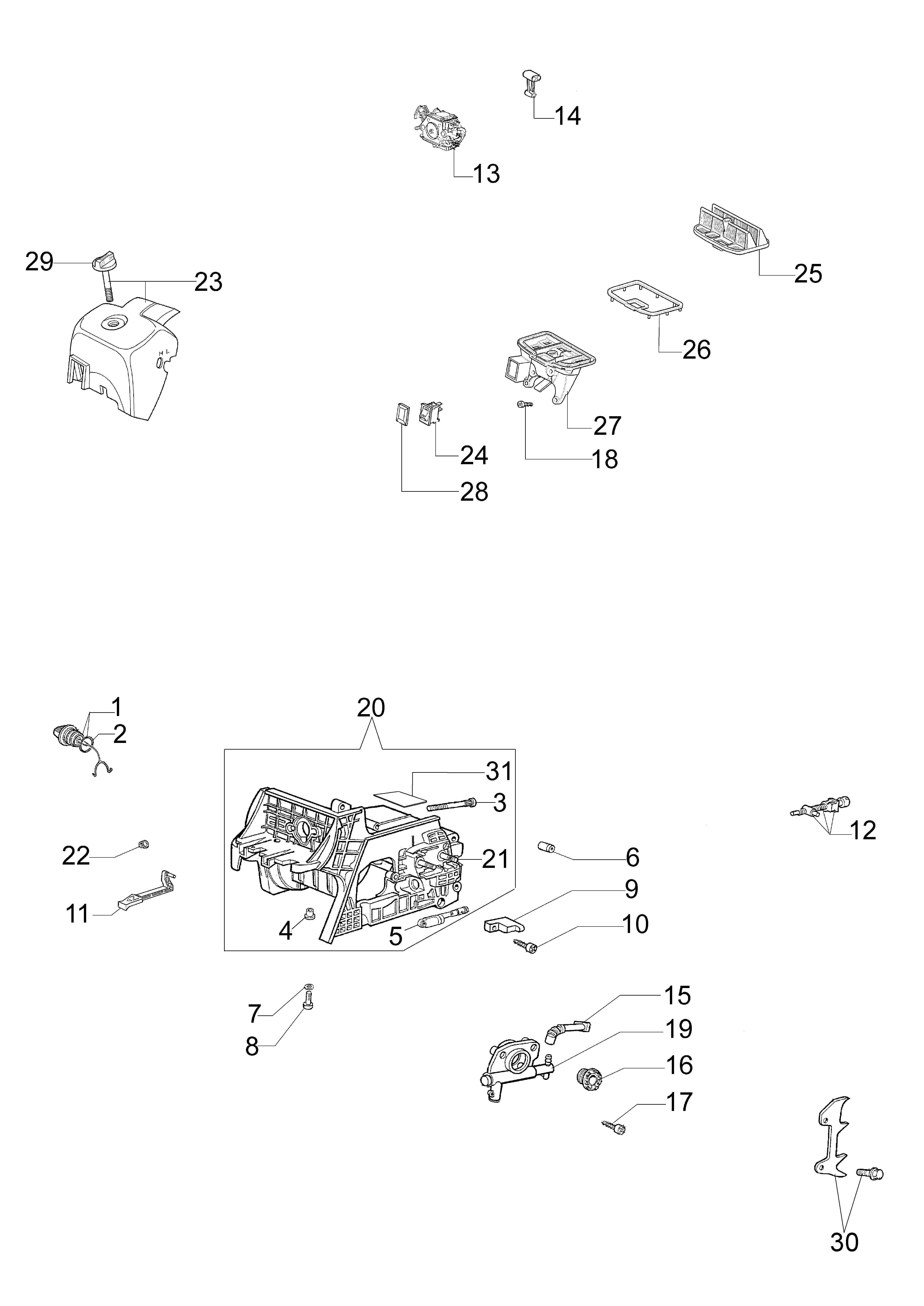 Crankcase and air filter