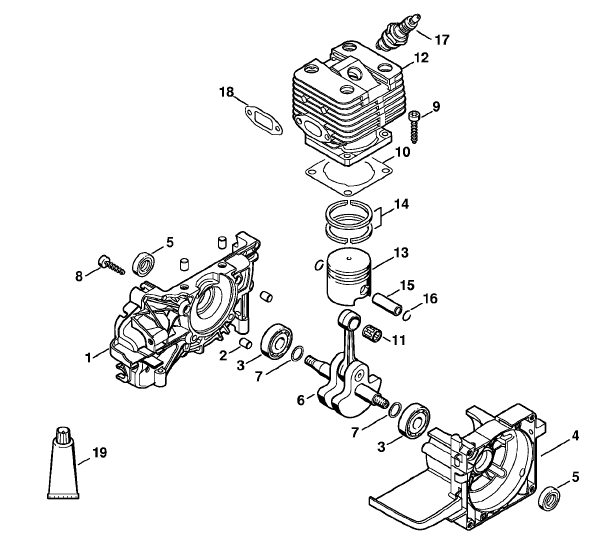 Crankcase, Cylinder FS 250, 250 R