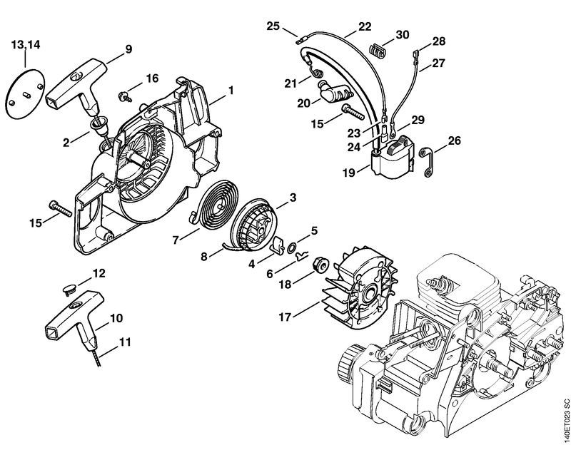Rewind starter/Ignition