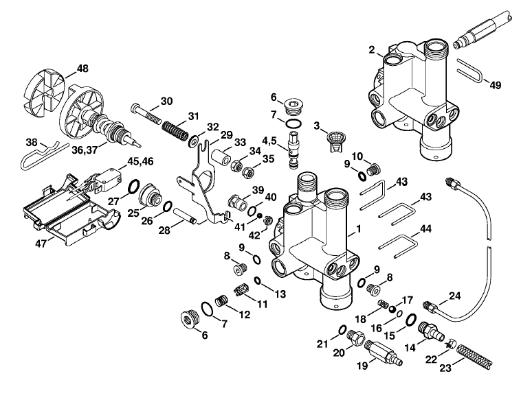 Regulation valve block