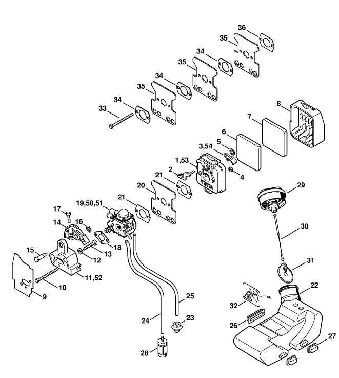 Air filter, Fuel tank