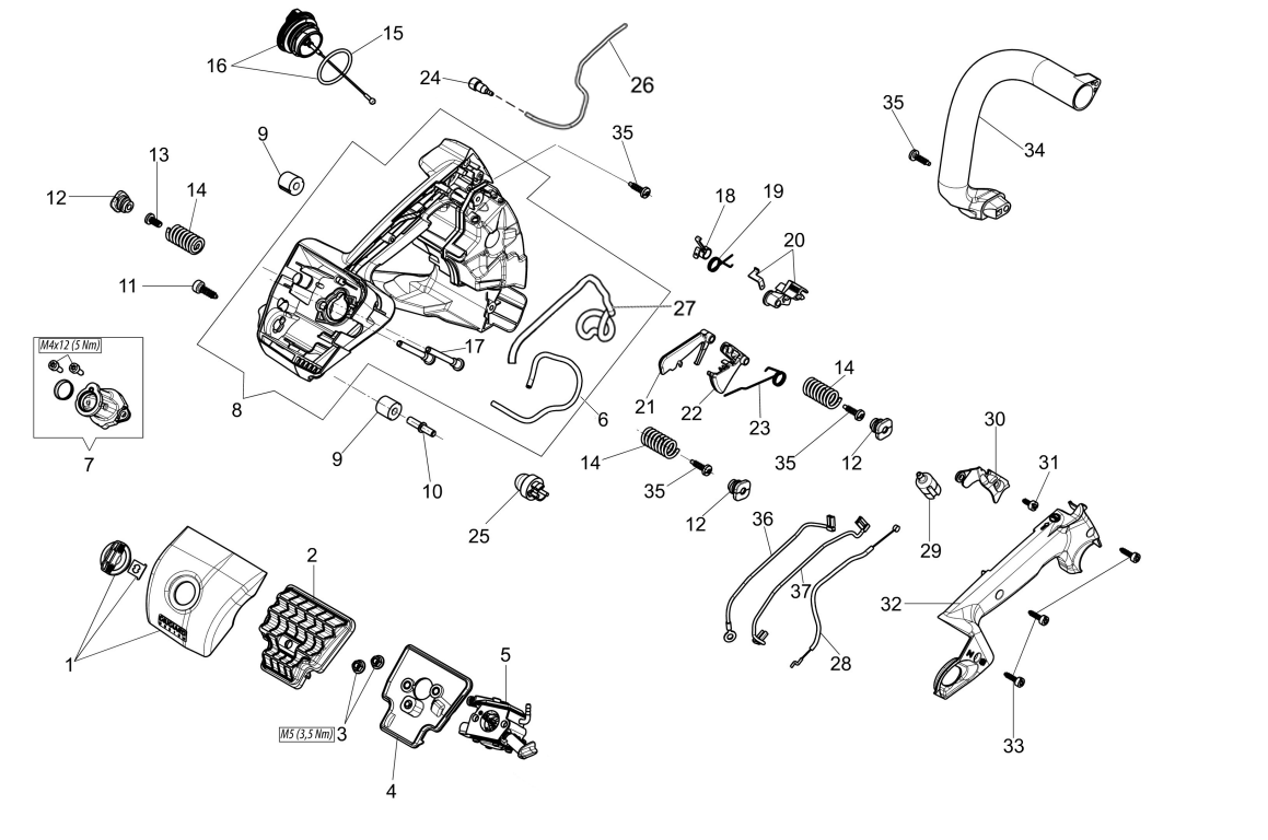 Handle and air filter