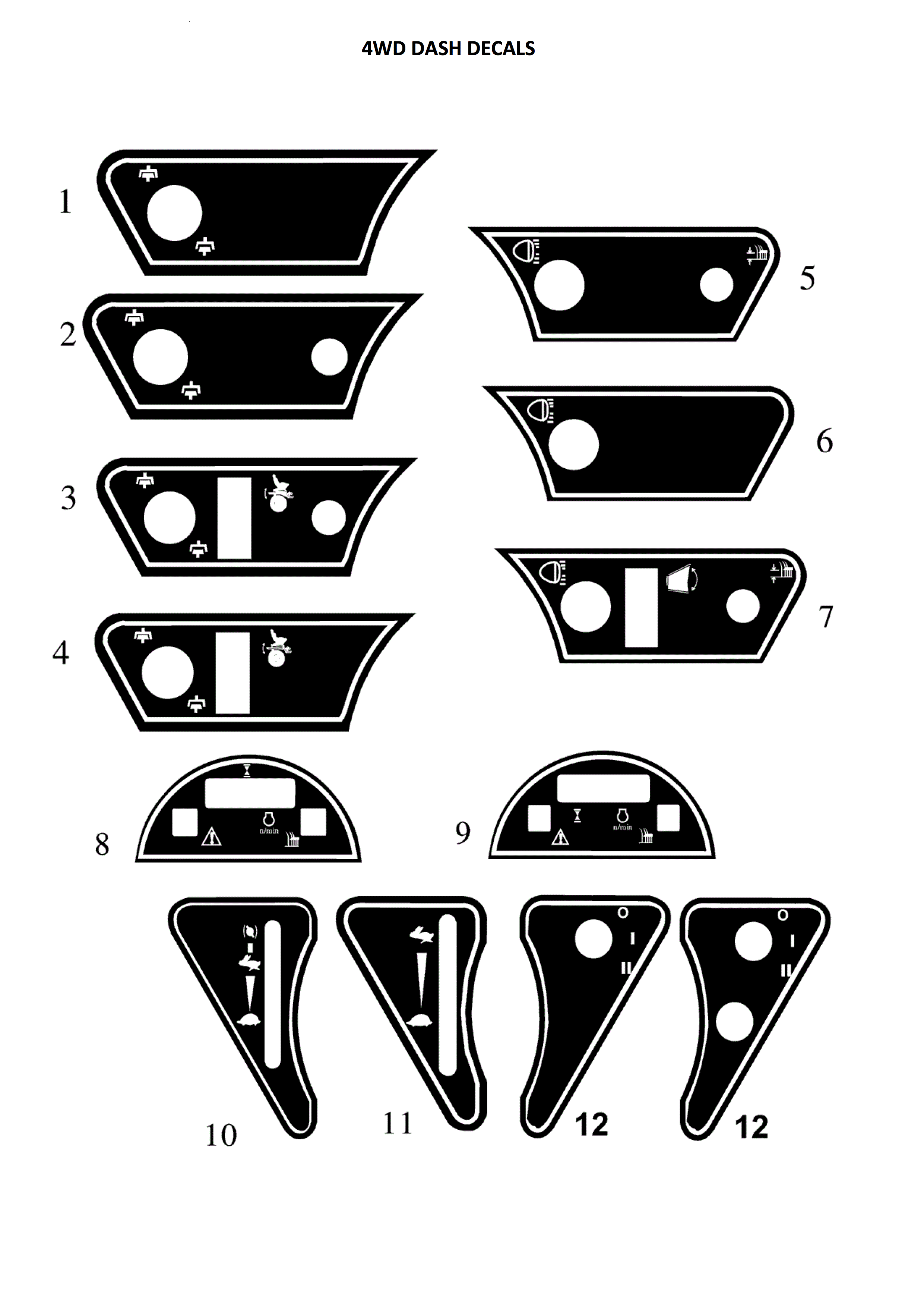 4WD DASH DECALS