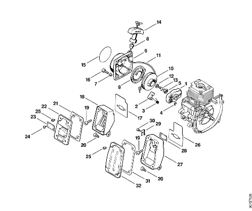 B-Rewind starter, Muffler