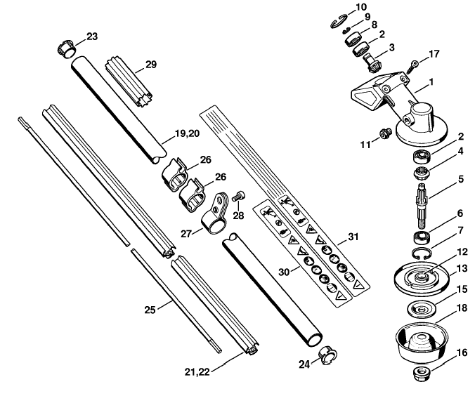 Gear head, Drive tube assembly