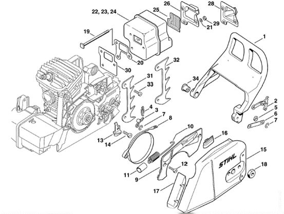 Chain brake - Muffler