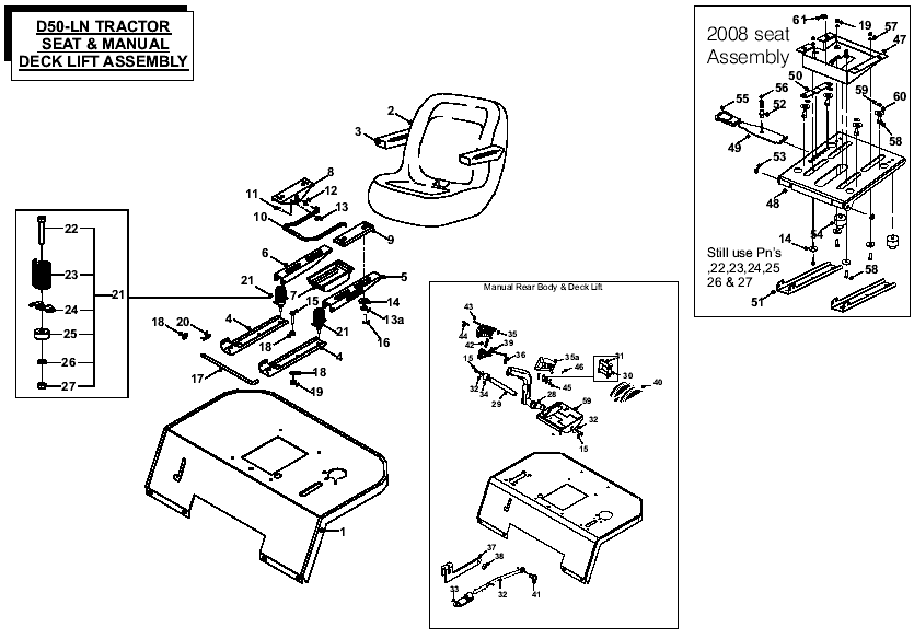 Seat & Manual Deck Lift Assembly