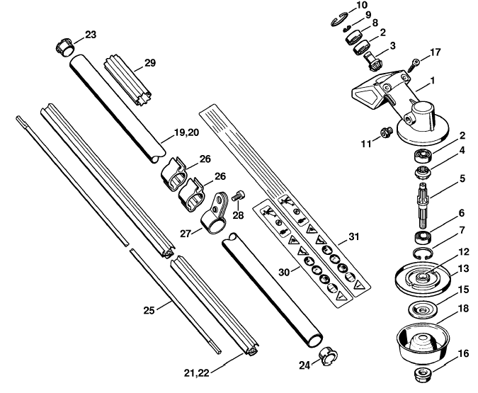 Gear head, Drive tube assembly