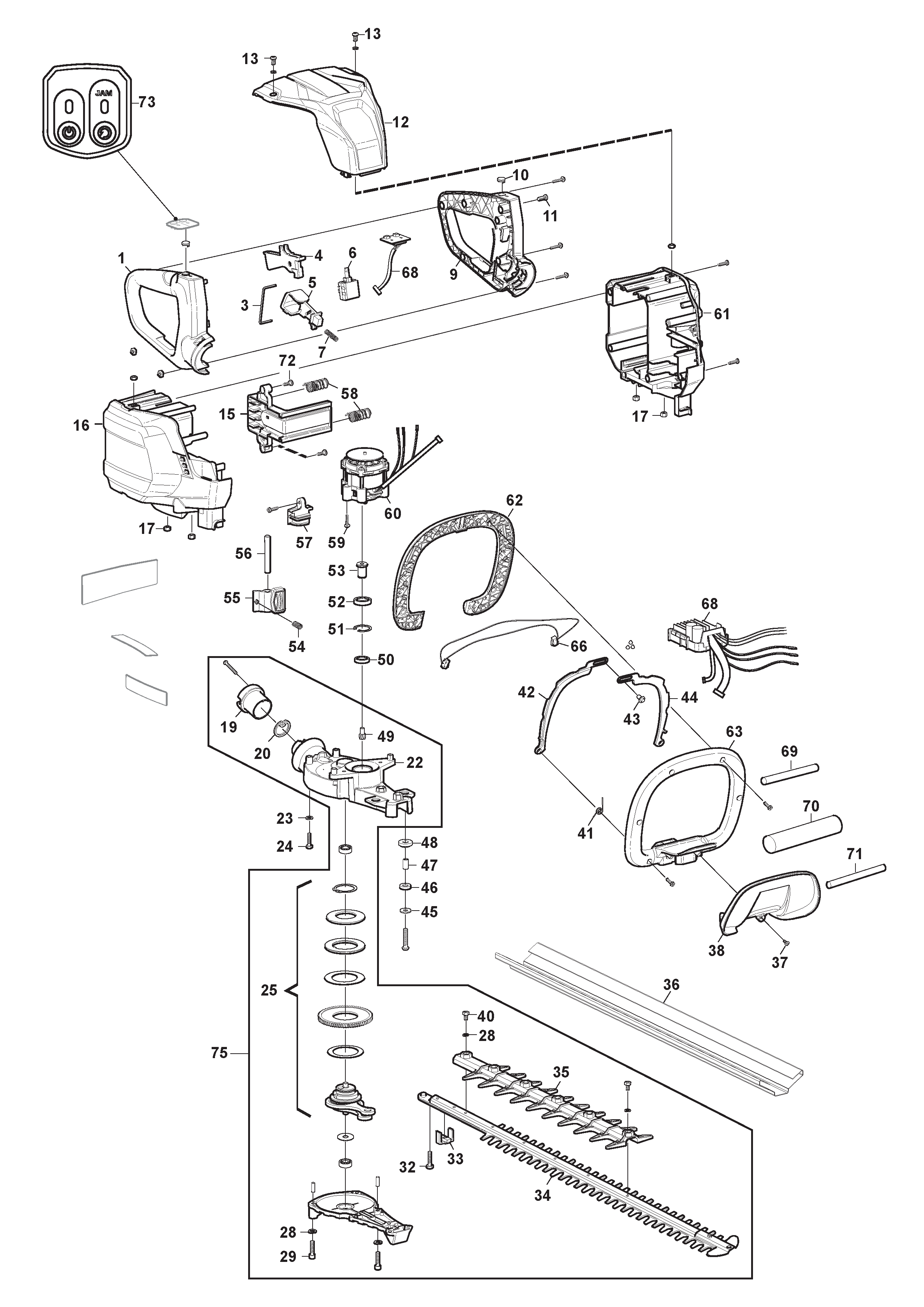 Hedge cutter battery