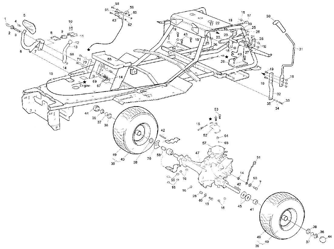 Rear Axle & Controls Pedals
