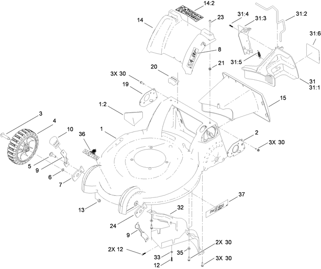 Housing Rear Cover & Front Wheel Assembly