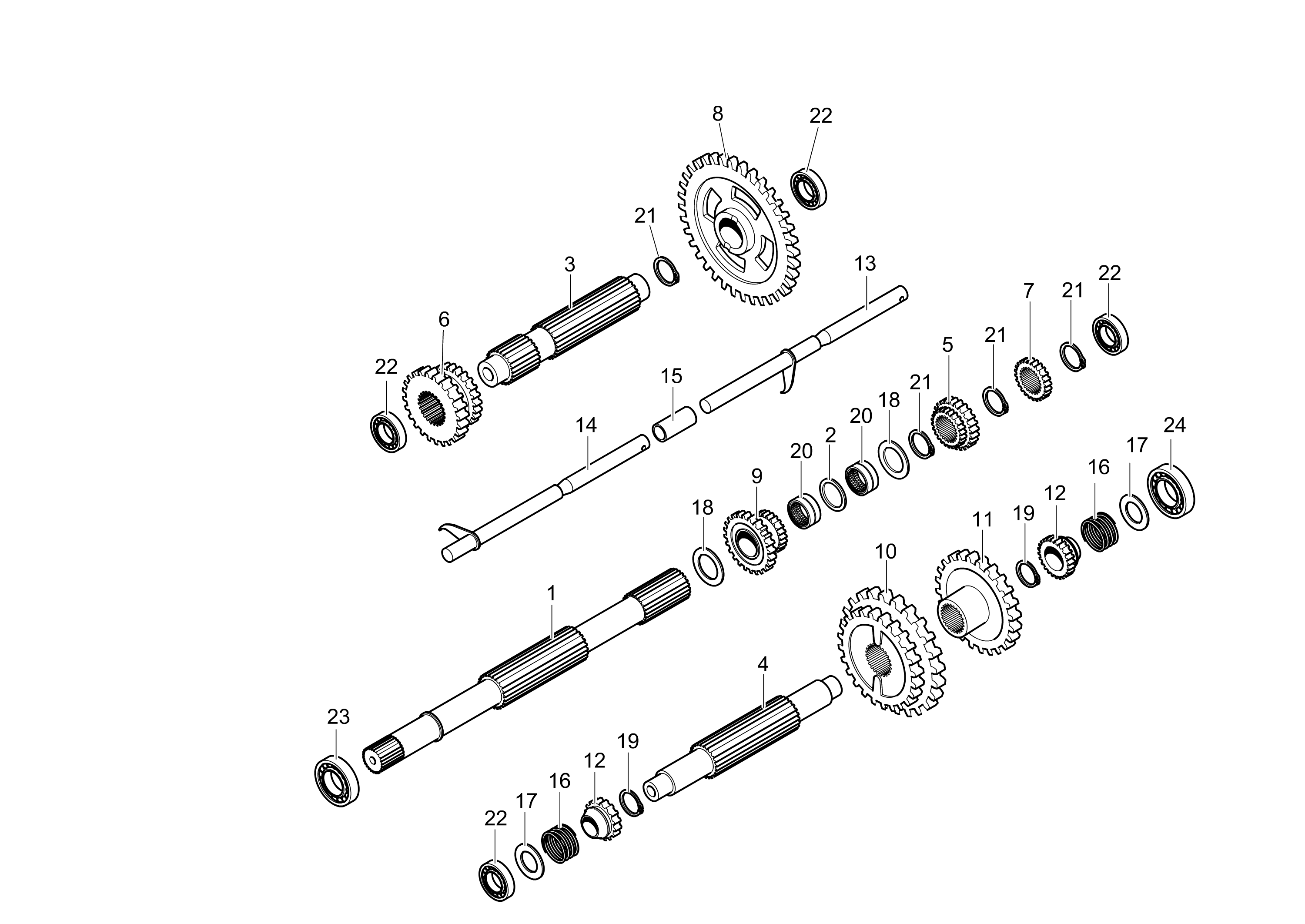 Speed gears of the gearbox